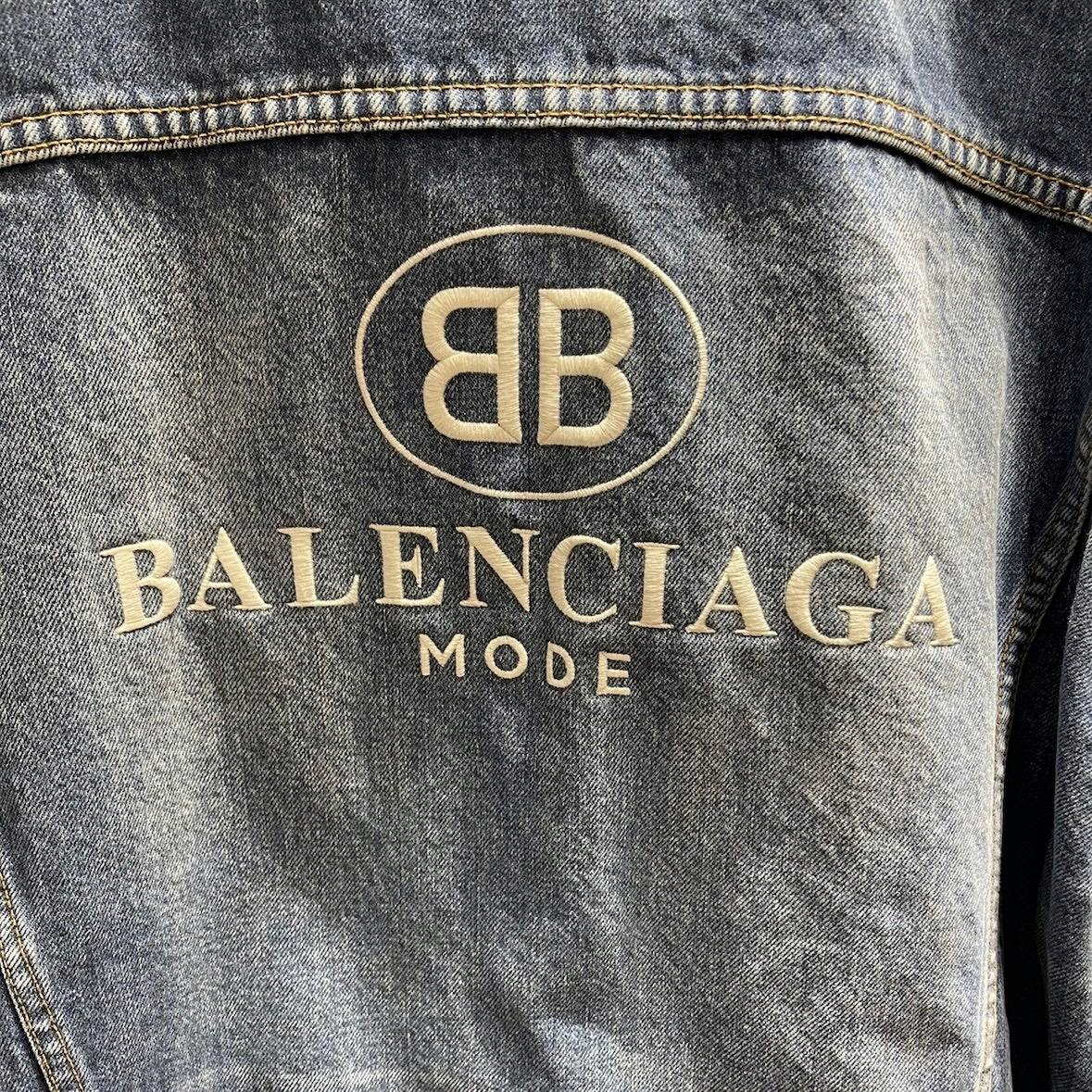 BALENCIAGA BB Mode Denim Jacket Light Blue