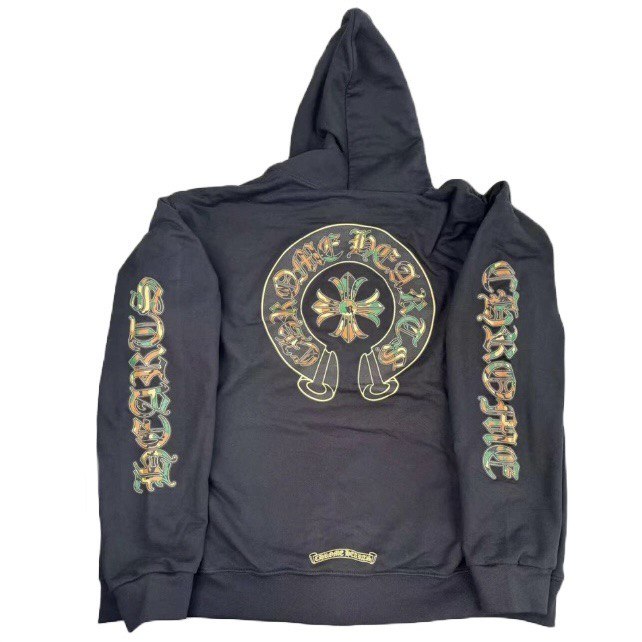 CHROME HEARTS Camo Horseshoe Logo Zip Up Hoodie