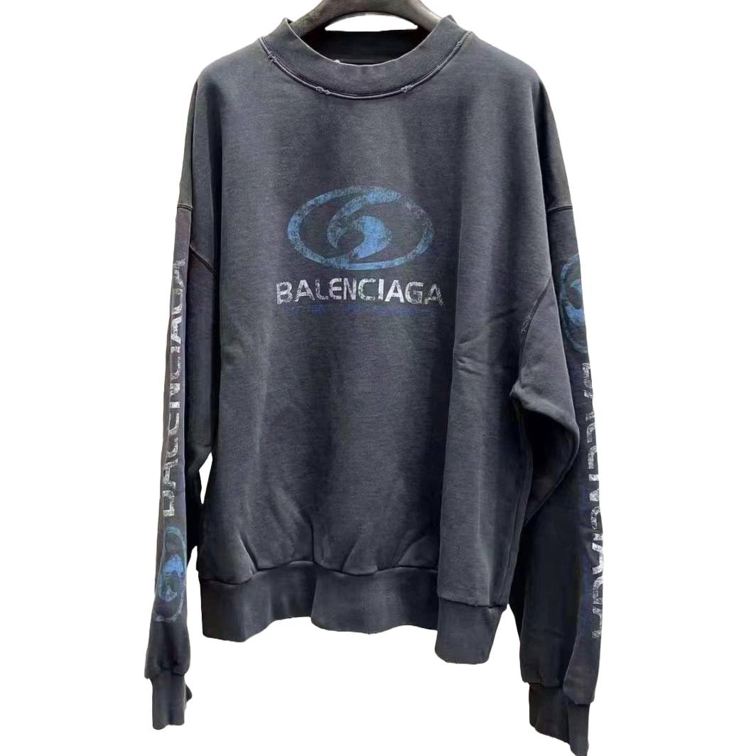 BALENCIAGA Surfer Cracked Vintage Cotton Sweatshirt