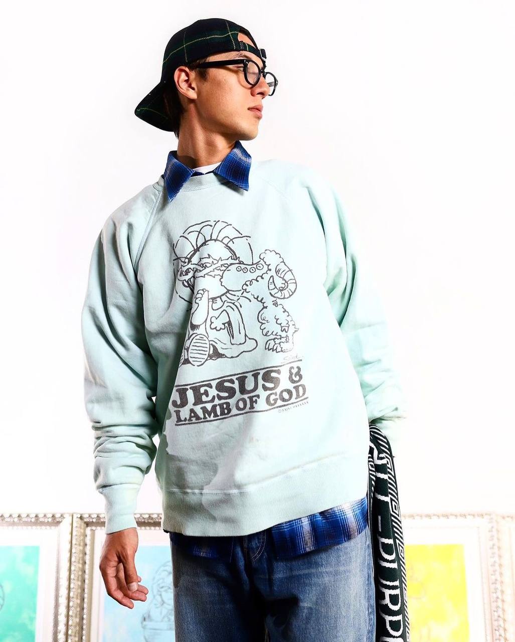 Saint Michael Crewneck Mint Sweatshirt