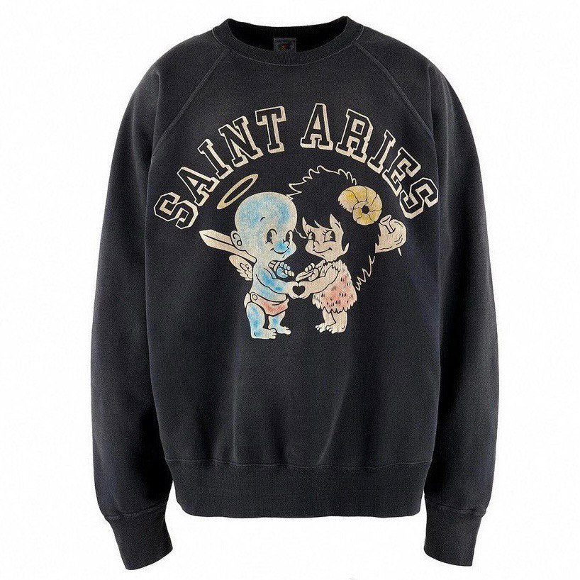 SAINT MICHAEL   Aries Crewneck Sweatshirt In Black