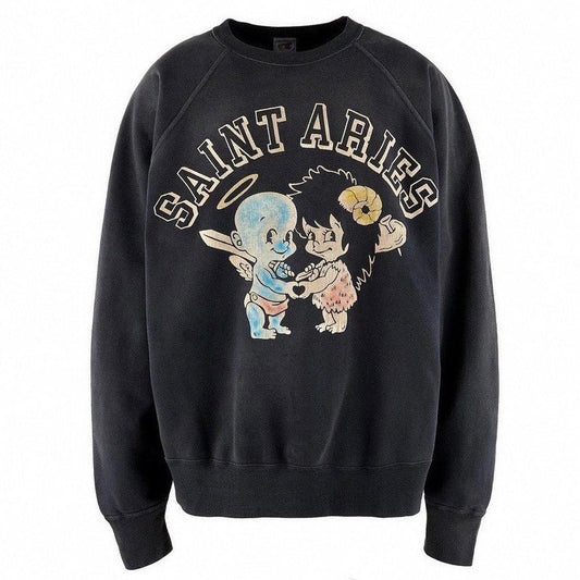 SAINT MICHAEL   Aries Crewneck Sweatshirt In Black