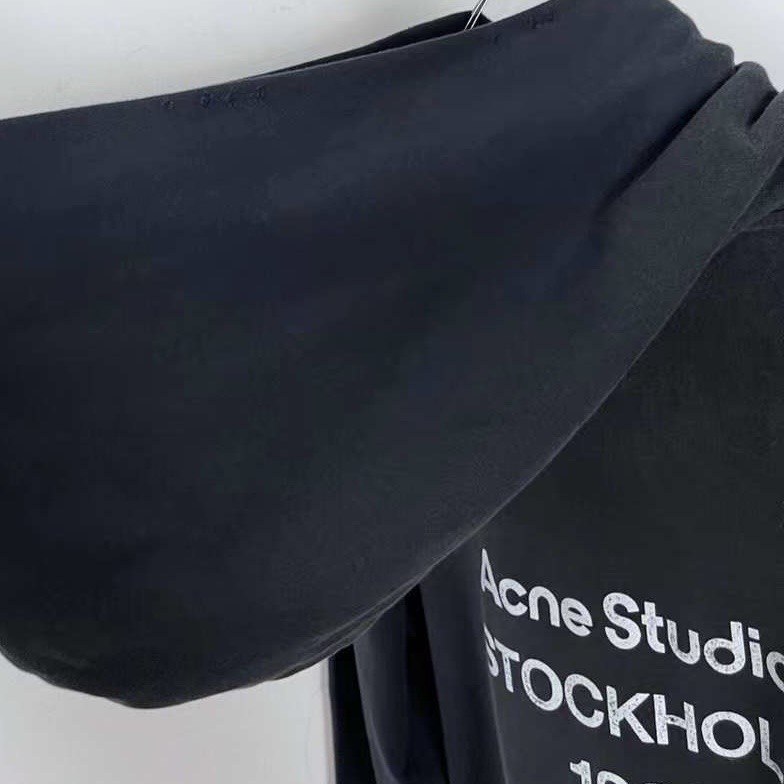 ACNE STUDIOS Stockholm Oversize Distressed Graphic Hoodie In Black