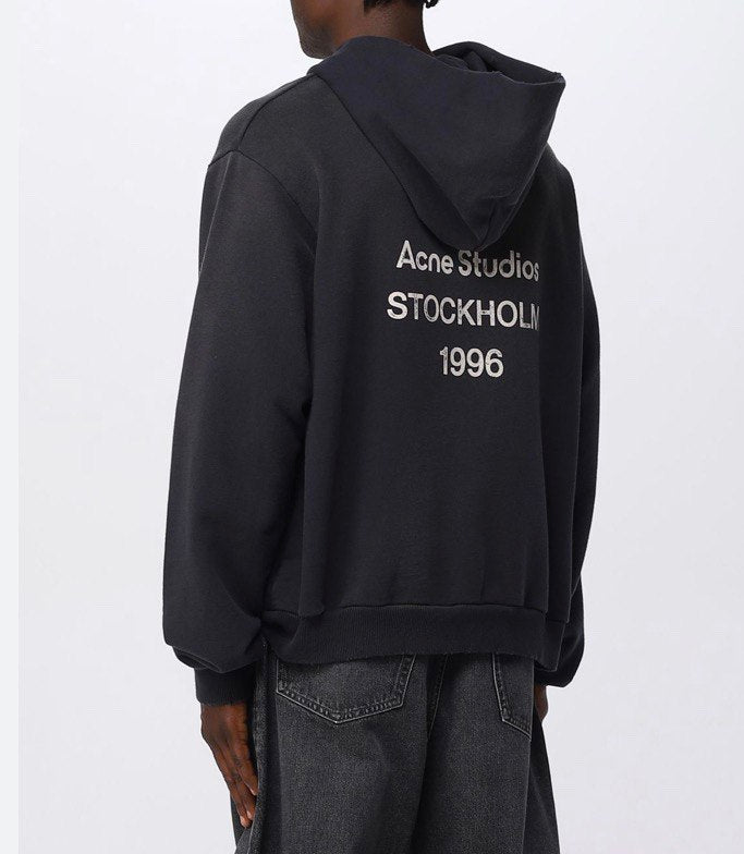 ACNE STUDIOS Stockholm Oversize Distressed Graphic Hoodie In Black