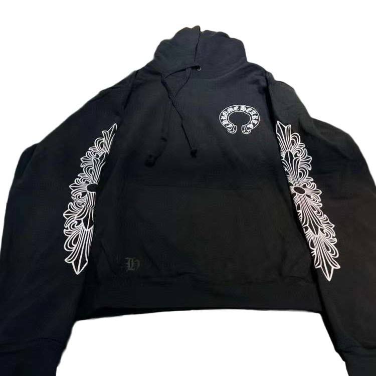 Chrome Hearts Horseshoe Floral Cross-Sleeve Zip Up Hoodie 'Black/White