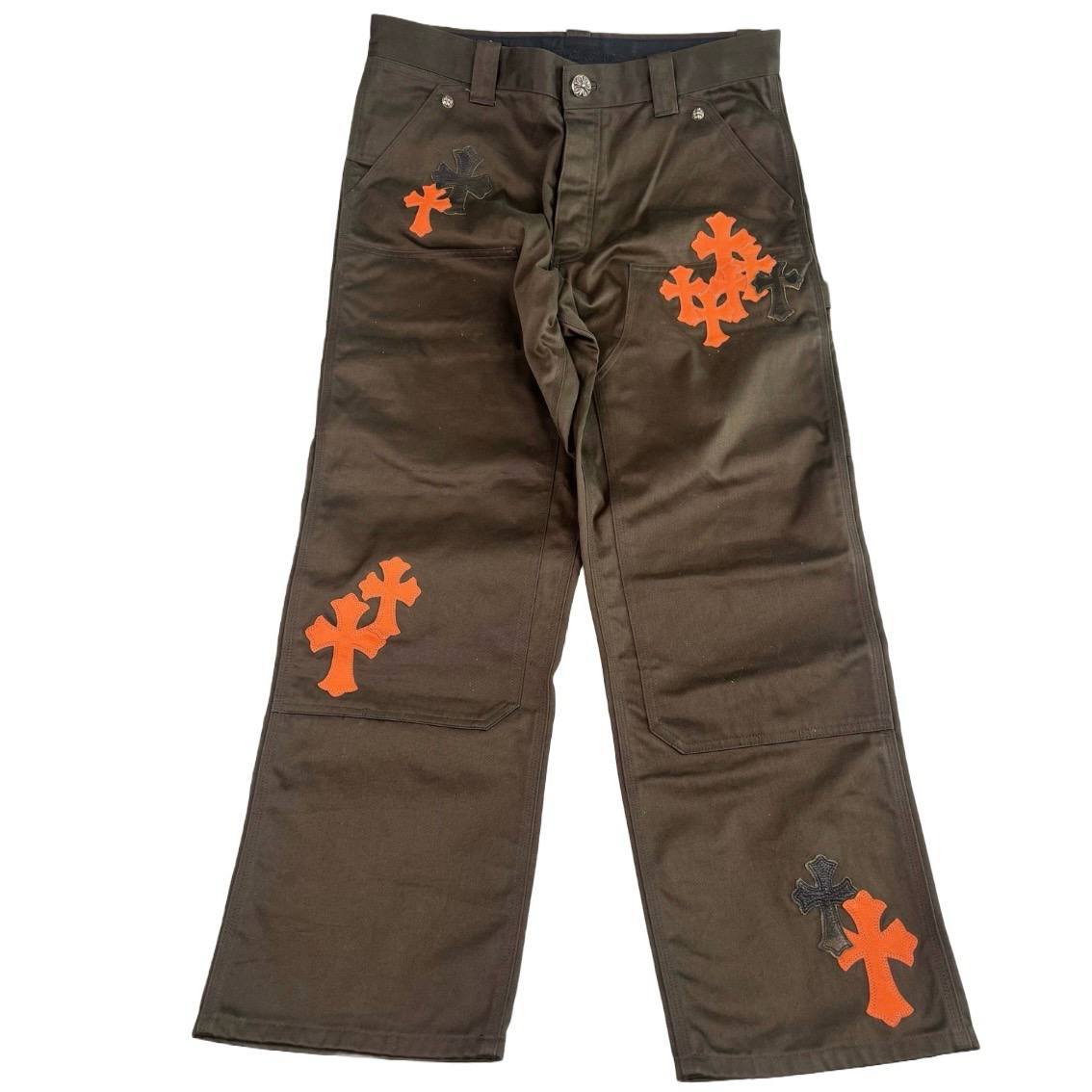 CHROME HEARTS Leather Cross Carpenter Double Knee Pants