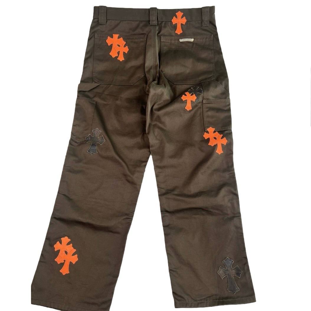 CHROME HEARTS Leather Cross Carpenter Double Knee Pants