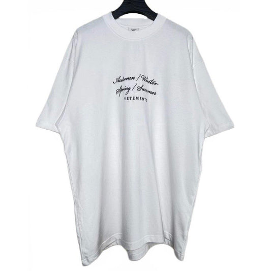VETEMENTS 4 Seasons Embroidered White Logo T-shirt