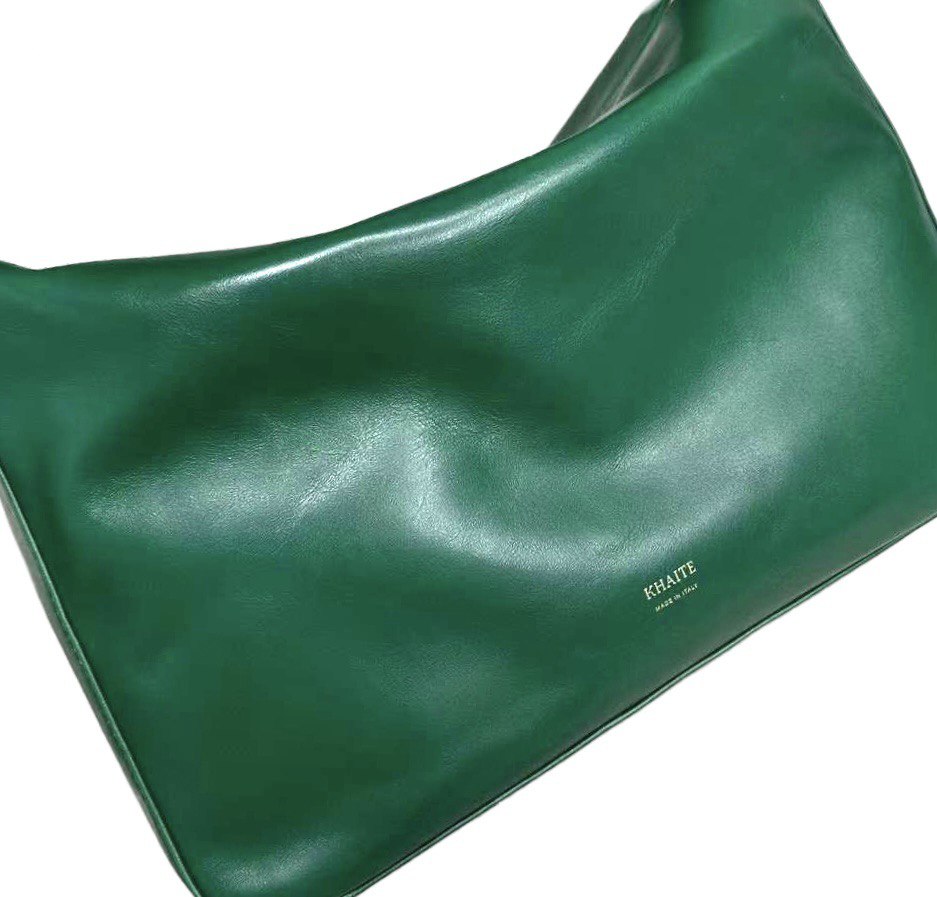 KHAITE ELENA Green Leather Shoulder Bag