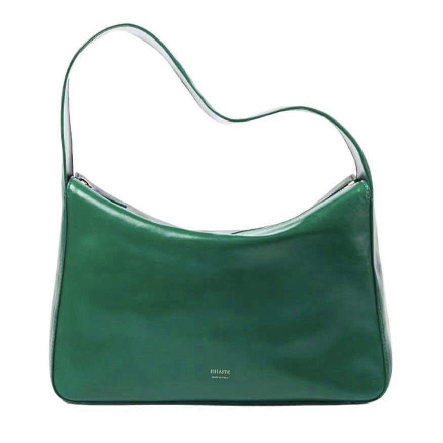 KHAITE ELENA Green Leather Shoulder Bag