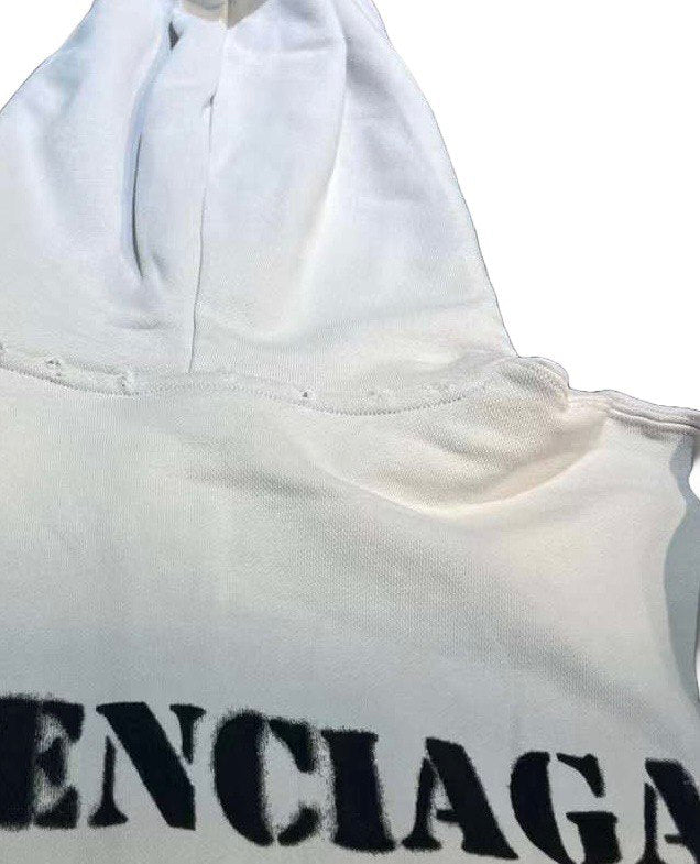 BALENCIAGA S TYPE ZIP-UP HOODIE REGULAR FIT IN OFF WHITE/BLACK