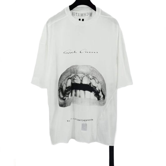 RICK OWENS x  MICHELE LAMY  Tommy Printed Cotton White T-Shirt