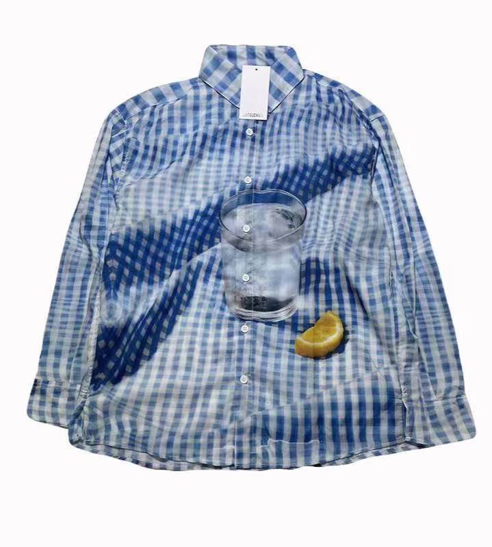 JACQUEMUS Jean Water-Print Gingham Shirt