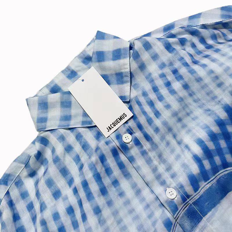 JACQUEMUS Jean Water-Print Gingham Shirt