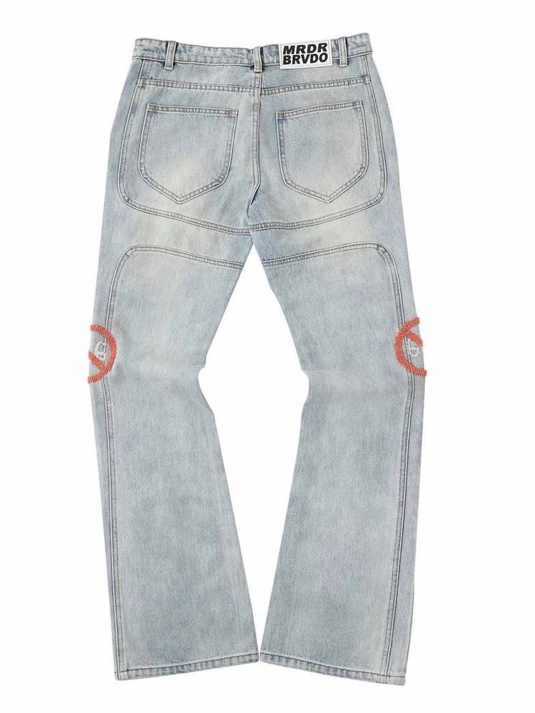 EV BRAVADO Flared Embellished Denim Jeans In Blue