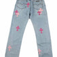 CHROME HEARTS Blue Jeans With Pink Crosses