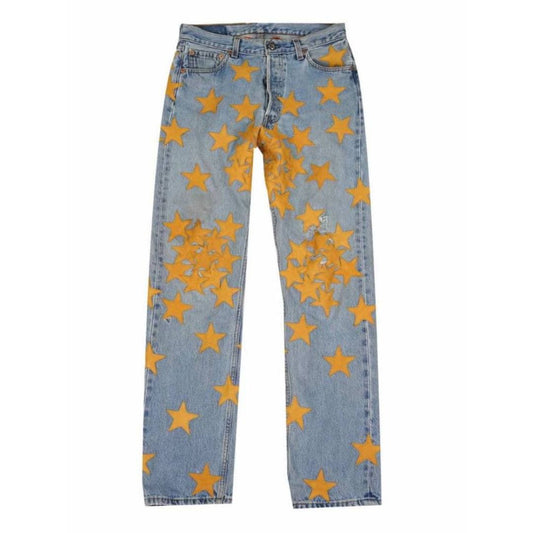 AMIRI x CHEMIST Leather Star Patch Jeans