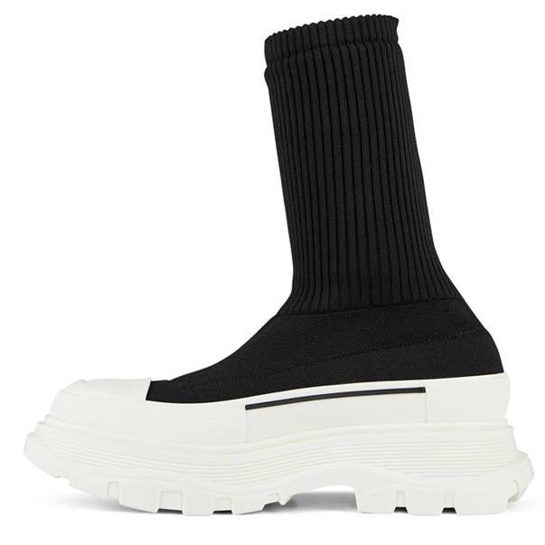 Women's McQueen Graffiti Knit Tread Slick Boot in Black/white