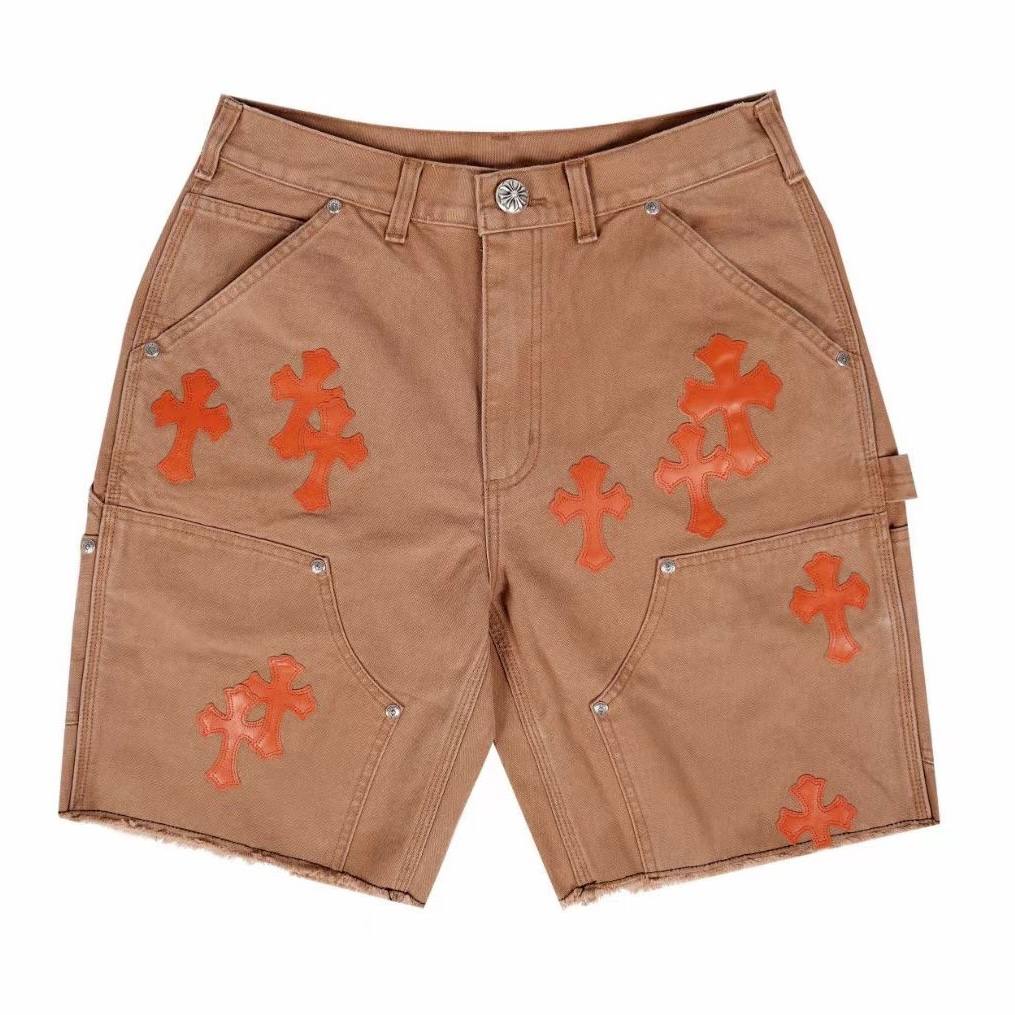 CHROME HEARTS Denim Orange Cross Shorts