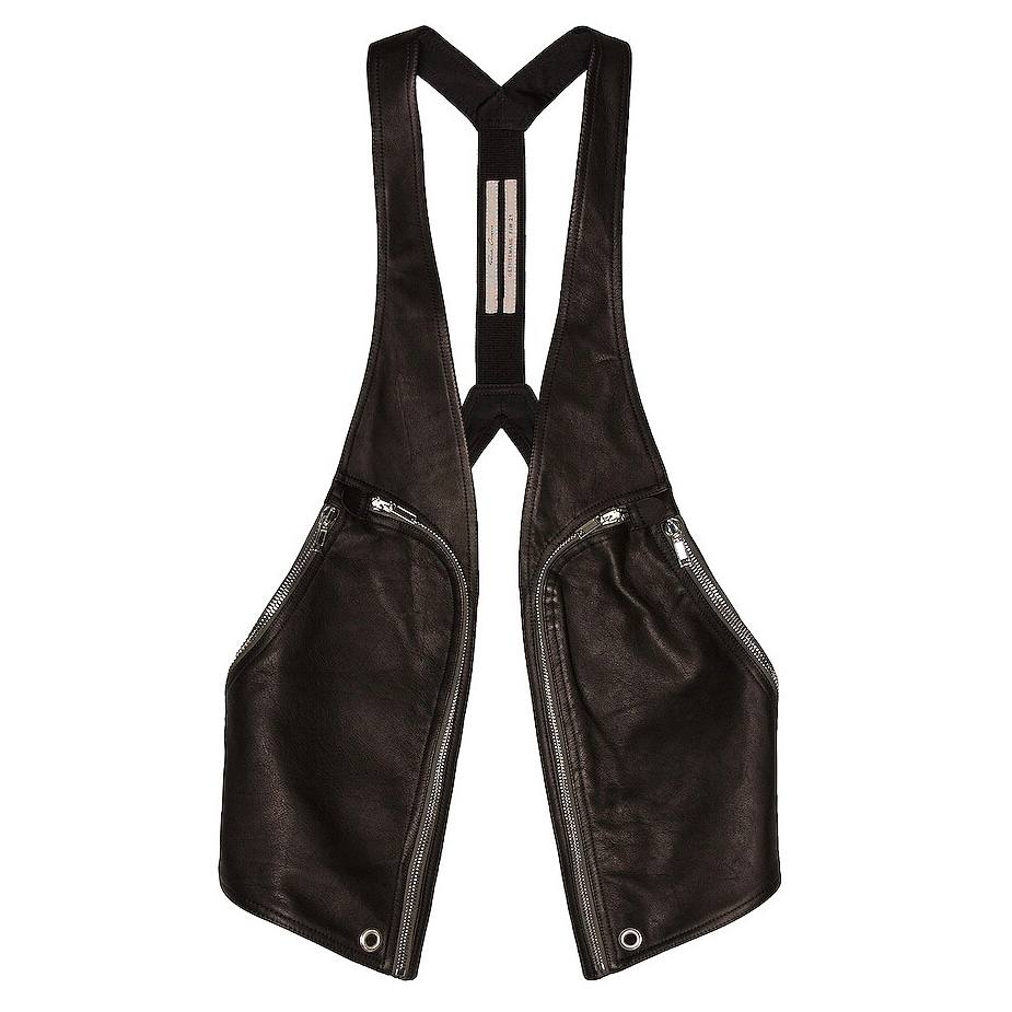 RICK OWENS Phlegethon Bauhaus Leather Vest In Black