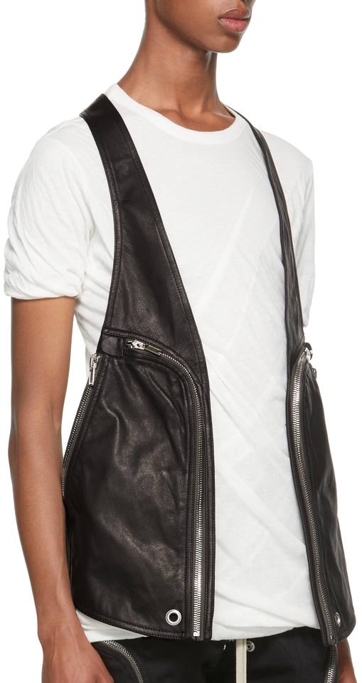 RICK OWENS Phlegethon Bauhaus Leather Vest In Black