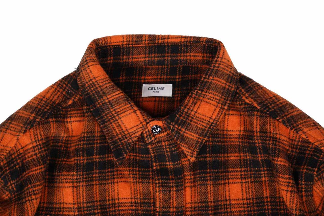 CELINE Checked Wool-Blend Flannel Shirt – OUTGUM