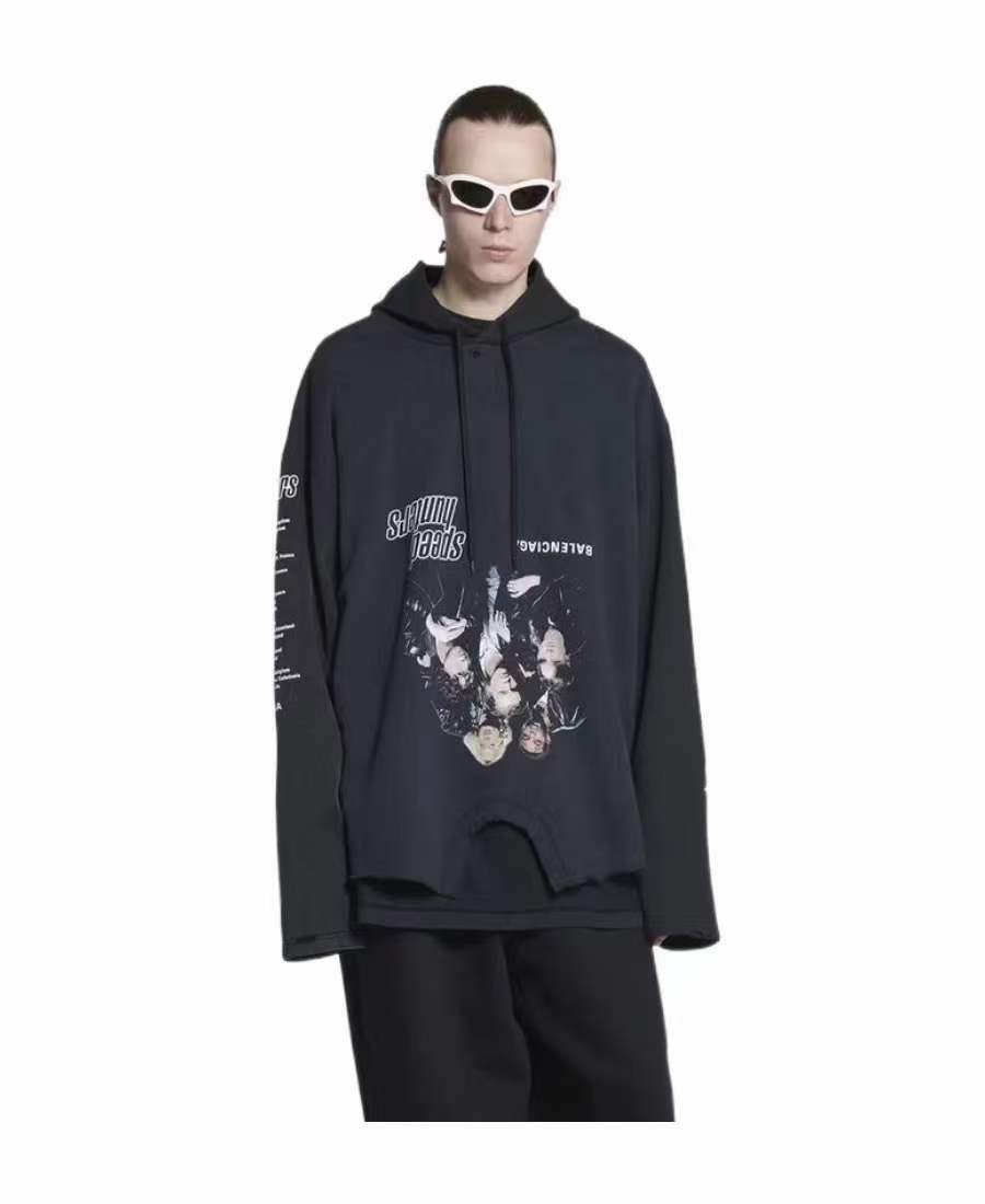 BALENCIAGA Upside Down Hoodie Oversized In Black