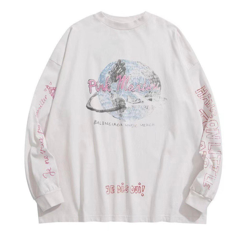 BALENCIAGA Music Pink Martini Merch Long Sleeve Oversized T-Shirt