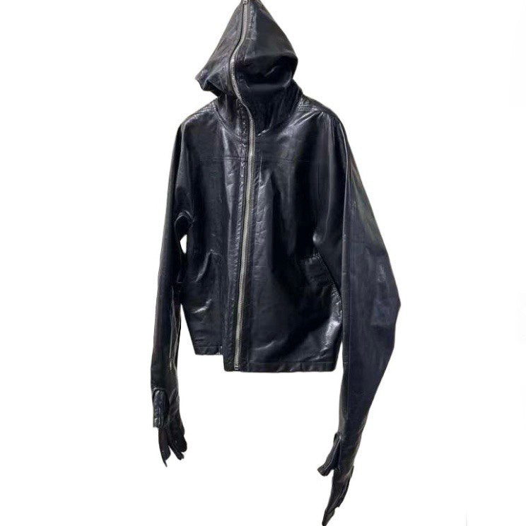 RICK OWENS Glove Leather Hooded Jacket