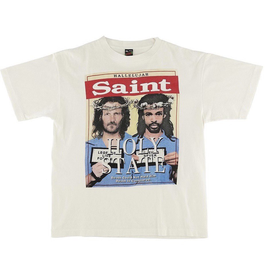 SAINT MICHAEL x DENIM TEARS Holy State T-shirt White
