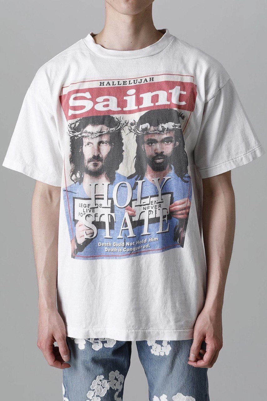 SAINT MICHAEL x DENIM TEARS Holy State T-shirt White – OUTGUM