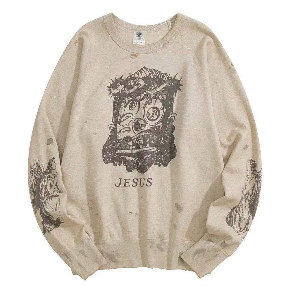 SAINT MICHAEL Jesus Beige Sweatshirt