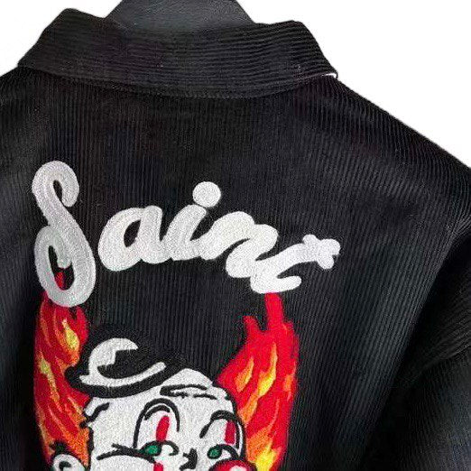 SAINT MICHAEL Black Sinner's Circus Embroidered Bomber Jacket