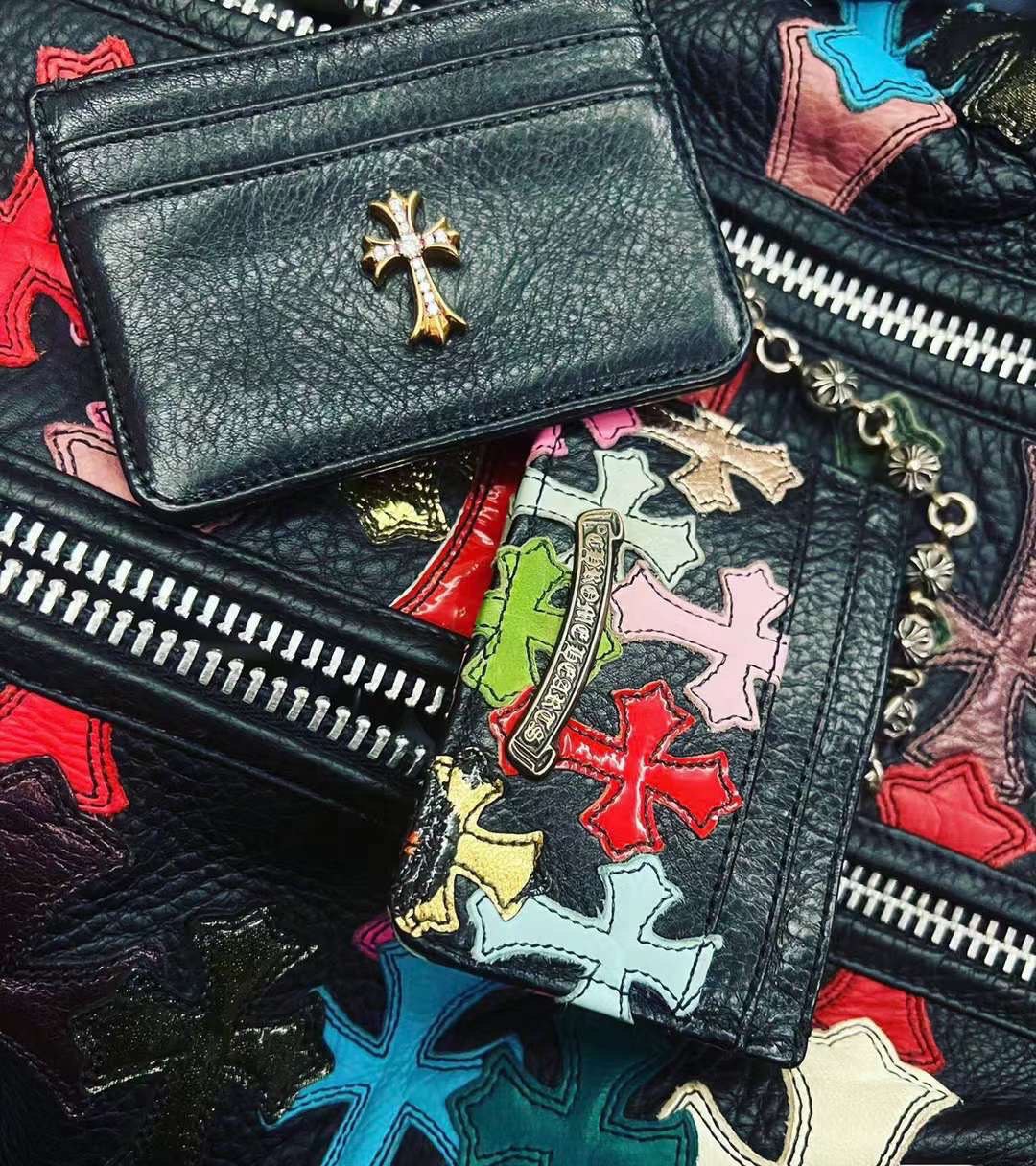 CHROME HEARTS Unisex Logo CardHolder with crosses