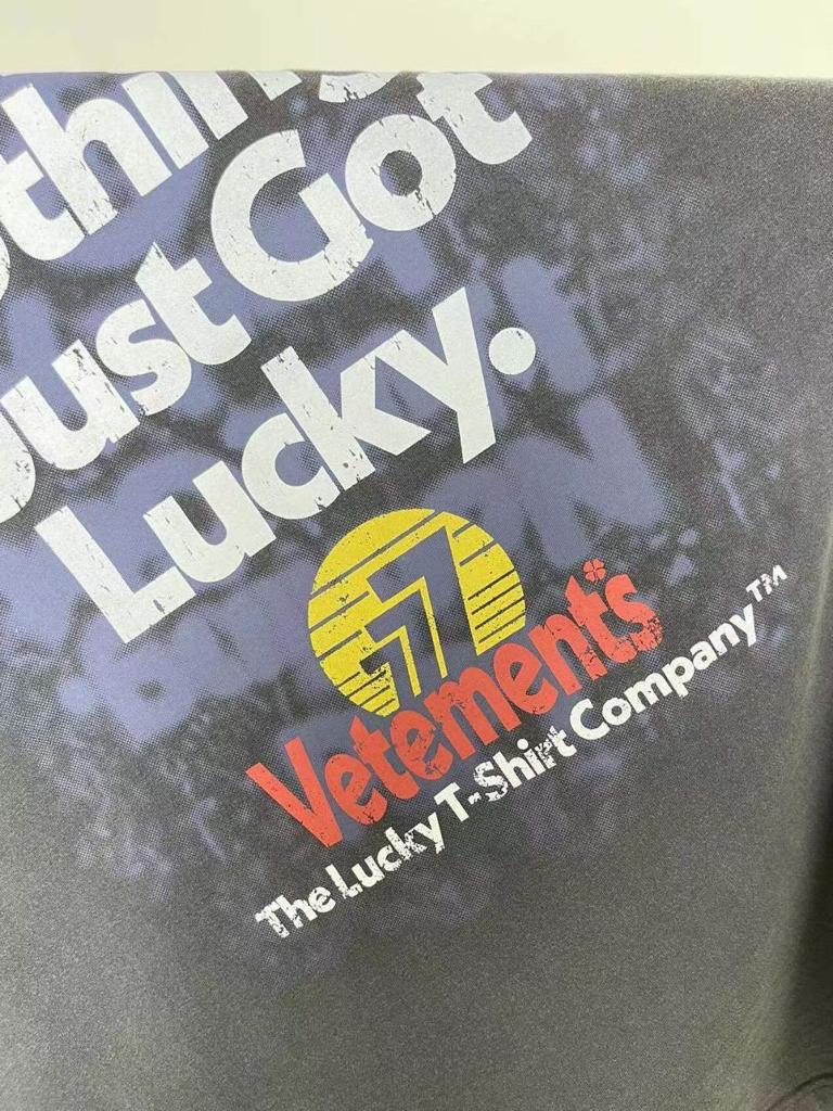 VETEMENTS Washed Black 'I Got Lucky' T-Shirt