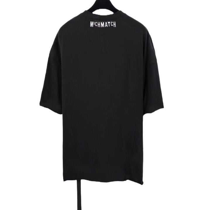 RICK OWENS x  MICHELE LAMY  Tommy Printed Cotton Black T-Shirt