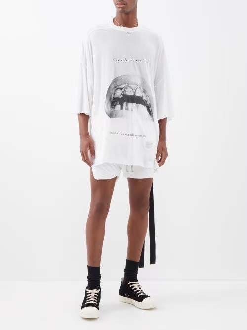 RICK OWENS x  MICHELE LAMY  Tommy Printed Cotton White T-Shirt